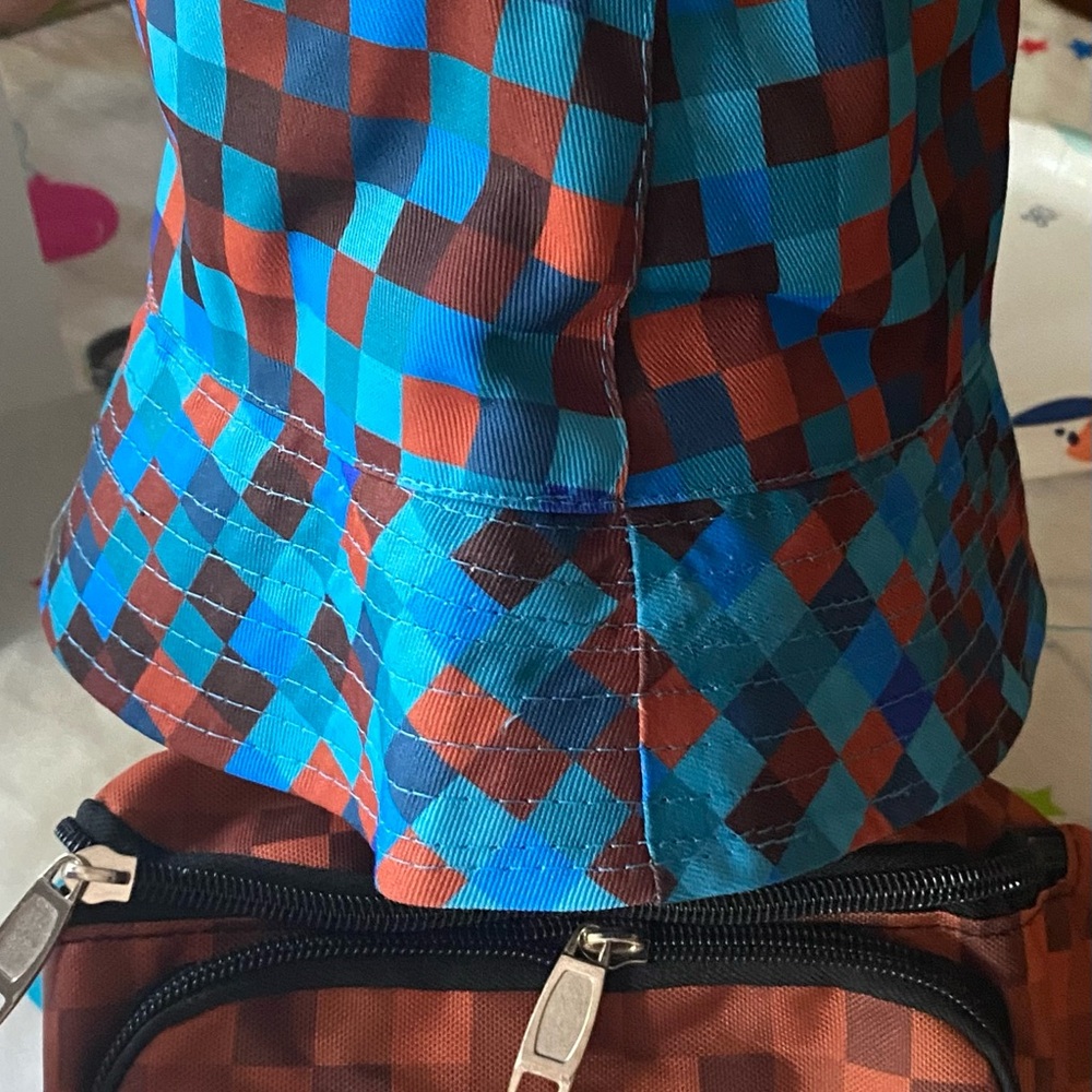 Jeere 3 Piece Bucket Hat, Waist PAC, Sunglasses for Gamers Blue/Brown
